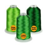 Simthread All Purpose Polyester Embroidery Machine Thread Huge Spool 5000M 5500Y for Sewing Embroidery Machines - Green Series