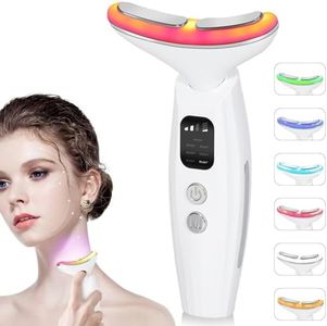 Yakiter Face Neck Massager, 7 in 1 Portable Neck & Facial Beauty Device, Facial Neck Massager with 7 Color for Skin Routine Care