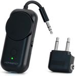HomeSpot Bluetooth 5.3 Airplane Adapter, Rotary Volume, aptX Low Latency & Adaptive, 25 Hrs, Use with Any 3.5mm Jack on Airplanes, TVs, Car, Gym, Ideal for AirPods, Headphones and More, Black