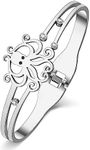 DOWAY Stainless Steel Dolphin Bracelet Cute Octopus Whale Cuff Bangle Bracelets Sea Animals Jewelry Charms Ocean Beach Gifts for Women Girls, Medium, Stainless Steel, Rhinestone