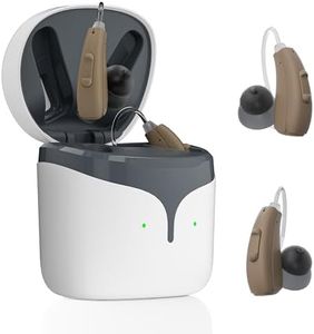 Rechargeable OTC Seniors Hearing Aids: Hearing Amplifier with Noise Cancelling, Advanced Multi Channel Digital Hearing Device with Recycle Charging Case, Auto-On/Off & Pair (H55-white)