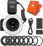 GODOX MF-R76 Macro LED Ring Flash Speedlite Kit with Rechargeable Battery, 8 Lens Rings, Compatible for Canon, Nikon, Sony, Fuji, Olympus, Panasonic Cameras + 12 Month Extended Warranty Card (3 Yrs)