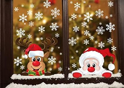 TRABIG 152PCS Noel Autocollants Noël Stickers Fenetre Père Noël Wapiti Flocon de Neige, Noël Décoration DIY Autocollant Fenetre PVC Statique Motif à Double Impression, Deco Noel pour Fenetre