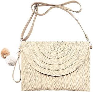 LUOFMISS Straw Clutch Bag Woven Purse for Women Shoulder Bag Casual Beach Rattan Handmade Wallet