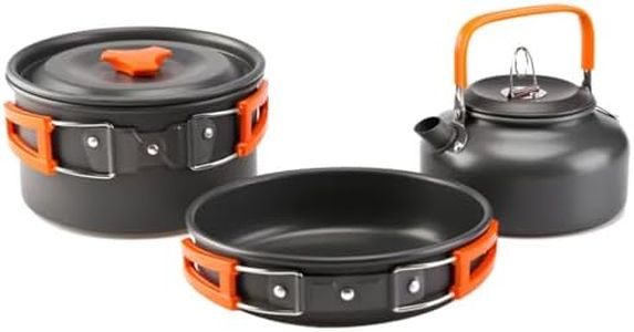 aiGear Camping Cooking Set Cookware Mess Kit with Storage Bag Pot Pan and Teapot Set Camping Accessories for Outdoor Camping Hiking Picnic Portable and Lightweight Aluminum Color Orange (CC01OR05)