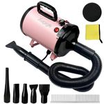 Dog Dryer, Pet Grooming Dryer with Adjustable Speed and Temperature Control Dog Blow Dryer, Pet Hair Dryer (Metal - Pink)