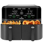 Chefman 6 Quart Dual Basket Air Fryer - Digital Touchscreen, Smart Sync Finish, Hi-Fry, Auto Shutoff, 2 Independent 3QT Nonstick Dishwasher-Safe Frying Baskets - Digital Double Air Fryer - Black