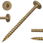 FMhotu 6 Inch Heavy-Duty Outdoor Deck Screws, 50Pcs Star Drive Decking Wood Screws, Rust Resistant Timber Screws for Timber/Log/Landscaping Wood (#14 x 6" Tan）