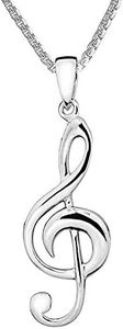 Paul Wright - Collana con ciondolo a forma di chiave di violino in argento Sterling 925, 41 cm + 5 cm di estensione, Argento sterling, senza pietra