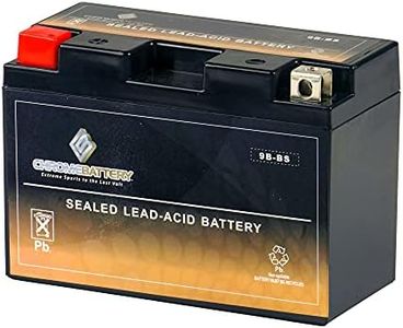 Chrome Battery YT9B-BS Maintenance Free Replacement Battery: 12 Volts, 8Ah, Nut and Bolt (T3) Terminal