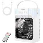 Portable Air Conditioners, 4 in 1 1200ML Personal Air Conditioner, Evaporative Air Cooler Fan with Remote, 7 RGB Light Modes, 3 Speeds & 2-8H Timer for Bedroom,Car,Nightstand, Office, Dorm, RV