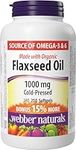 Webber Naturals Flaxseed Oil 1000 mg, 210 Softgels, Plant Source Omega-3, For Heart, Brain and Cardiovascular Health