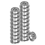 sourcing map 20pcs F682ZZ Flanged Ball Bearing - [2x5x2.3mm] Replacement Wheel Bearings for Wheelbarrow Lawnmower Hand Truck Axle Use, Chrome Steel, ABEC1