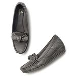 Marc Loire Women's Gun Metal Platform Wedge Ballet Loafer Shoes - Casual And Formal Moccasins Footwear, 3 UK