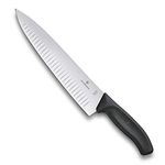 Victorinox Swiss Classic, Carving Knife, Extra Sharp Blade, Fluted Edge, 25 cm, Plastic Handle, Stainless Steel, Black