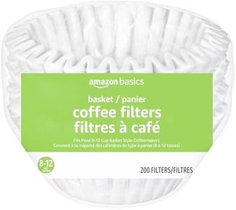 Amazon Basics Basket Coffee Filters for 8-12 Cup Coffee Makers, White, 200 Count