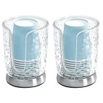 MetroDecor mDesign Short Disposable Paper Cup Dispenser for Bathroom Counter Tops, Vanities - Pack of 2, Clear/Brushed