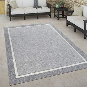 Paco Home Alfombra Interior Exterior Terraza Balcón Intemperie Estilo Escandinavo, tamaño:160x230 cm, Color:Gris 2