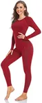 BENEUDNER Long Johns Thermal Underwear for Women Fleece Lined Base Layer Pajama Set Cold Weather Red X-Large