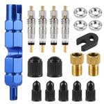 EEEKit Presta Valve Core, 18PCS Tyre Valve Core Removal Tool, Brass Valve Adapter Caps Rim Nuts Replacement for Bicycles