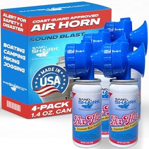 SandShark Premium Boating Air Horn Handheld Canister, Compressed & Very Loud, Coast Guard Approved, Emergency Use for Marine & Watercraft Safety, Great for Boats, Camping, Dogs (1.4 ounces)