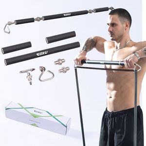 GEKU FIT Resistance Band Bar, 41.5" Heavy Duty Workout Bar with ABS Wheel Accessories for Core Muscle Training, Resistance Band Training, Home Workout, Max Load 800 Lbs (X3 Bar)