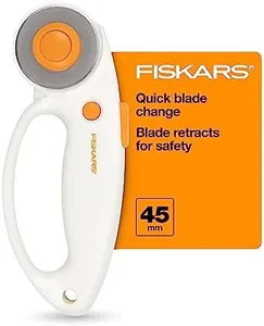 Fiskars 45mm Quick Change Rotary Cutter for Fabric - Steel Rotary Cutter Blade - Craft Supplies - Crafts, Sewing, and Quilting Projects - White