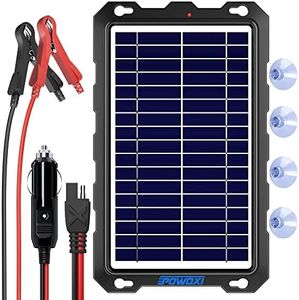 POWOXI Upgraded 7.5W-Solar-Battery-Trickle-Charger-Maintainer-12V Portable Waterproof Solar Panel Trickle Charging Kit for Car, Automotive, Motorcycle, Boat, Marine, RV,Trailer, Snowmobile, etc.