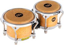 Meinl Percussion Bongos Mini Wood - 2 small hand drums with 3,5 and 4,25 inches - including tuning key - Siam Oak, Natural (FWB100SNT-M)