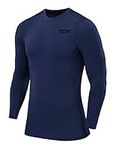 TCA Men Long Sleeve Compression Shirt, Athletic Workout Sports Undershirt Base Layer Top - Blueprint, XXL