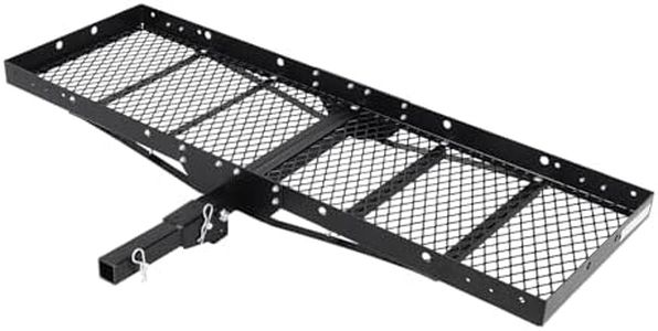 GarveeTech 750 Lbs Hitch Mount Cargo Carrier Basket 60" x19" x 6", Rear Luggage Rack Basket Fits 2" Receiver for Car Camping Traveling, Black Cargo Carrier Basket