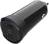 Scosche CPDCC60 PowerVolt 60W Certified Dual USB Type-C + Type-C Fast Car Charger Power Delivery 3.0 with PPS for All USB-C Devices