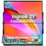 Ingnok Laptop Screen Extender, Dual 15.6" FHD 1080P Computer Monitor with 180° Foldable&4 Speakers, Mini HDMI and Type-C Ports (Wins/Mac), Plug&Play, Portable Monitor for Laptop, Mini PC