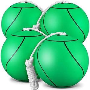 Shappy 4 Pcs Soft Tetherball Ball and Rope Rubber Game Tetherball Set Replacement Tetherball Equipment with Durable Attached Rope for Kids Adults Indoor Outdoor Backyard Yard Beach Play (Green)