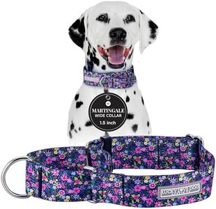 Lucky Love Dog Wide Martingale Dog Collar - No-Slip, Durable, & Soft Webbing 1.5 inch Martingale Collar for Dogs Male and Female - Ideal for Training & Walking, Stylish Primrose Pattern, Medium Size