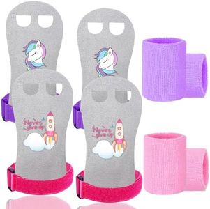 Amrta Gymnastics Grips Wristbands Sets for Girls Youth Kids 2 Pair Palm Protection Equipment with Wrist Support, Gymnastic Bar Grip Gloves Set Weightlifting Sports Workout (Pony&Never Give Up, M)