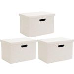 Wintao Storage Boxes with Lids, Storage Baskets for Shelves Toy Box Collapsible Fabric Bins Home & Office Beige Small 33 x 22 x 18 cm 3 Pack