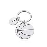 Engraved Basketball Keychain, Basketball Player Keyring, Boy's Girl's Basketball Gift, Custom Stamped Initial, Gift for Basketball Player