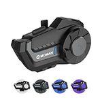 Moman Motorcycle Helmet Headset, H2【1 Pack】 Wireless Dirt Bike Helmet Communication System IP65 Waterproof DSP&CVC Noise Cancellation for Music FM Call,Motorbike-Wireless-Helmet-Intercom-Headset