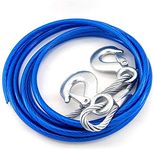 GNEY Car Vehicle Boat Steel Wire Tow Rope Emergency Steel Tow Cable Towing Strap Rope Hauling Pulling Line with Hook 7 Ton 12 MM 4 Meter