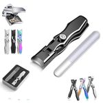 XIBHDN German Grip Nail Clippers for Men, German Nail Clippers, Luxurious Ultra Sharp Stainless Steel Finger Nail Clippers Cutter for Tough Nails,Seniors,Adult (Black)