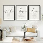 Houmury 3PCS Framed Faith Hope Love Bible Verses Wall Art Farmhouse Religious Quotes Wall Decor Inspirational Wall Art (Black, 16"x24")