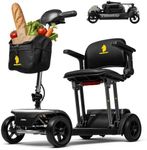 Forcemech PathMate Light Weight Mobility Scooter, Foldable Mobility Scooter with Lithium Battery, Airline Approved, 41 lb Frame, Front and Rear Lights, Detachable Storage Bag (Silver Grey & Black)