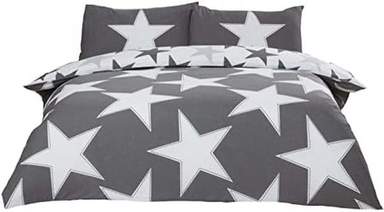 Rapport Stars - Juego de Funda de edredón Reversible, polialgodón, Color Gris