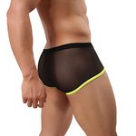 Drelaar Men's Comfortable Silky Underwear Trunks Sexy Translucent Boxer Shorts Large Black