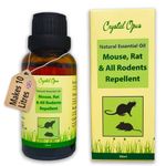 Crystal Opus Mouse, Rat & Rodent Deterrent Spray Makes 10 litres. Indoor & Outdoor Repellent. Peppermint Oil Blend with Eucalyptus, Citronella, Lemon, Chilli, Lavender & Clove. Natural Safe Control.