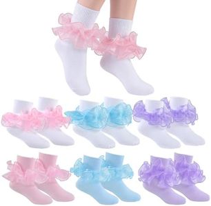 LGFKJNNJ Ruffle Socks for Girls - Lace Dress Socks for Toddler Kids Daily