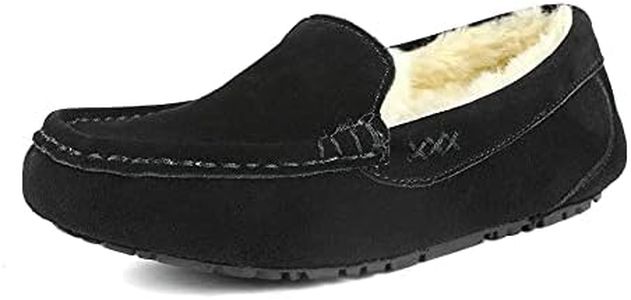 DREAM PAIRS Women's Fuzzy House Slippers Cozy Faux Fur Micro Suede Moccasins Slip on Loafer Shoes for Indoor and Outdoor,Size 8.5-9,Black,AUZY-01