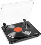 Audizio USB Record Player with Audio Technica AT-3600L MM Diamond Tip Cartridge, Vinyl to MP3 Converter, Preamp, Belt-Drive, Dust Cover, Black - RP310