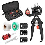 Krewey 2-in-1 Garden Grafting Tools Pruner Kit, V-Graft Omega-Graft and U-Graft, Plant Branch Vine Fruit Tree Cutting Tool Kits Scissors